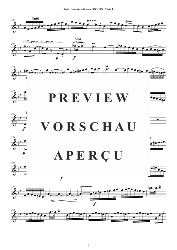 Product gallery: Page 7 of 11 Concerto in G-Moll BWV 1056, , String Quartet - Individual Parts