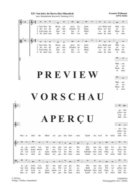 Product gallery: Page 2 of 4 Nun hört, ihr Herrn - Das Mäuselied (Musikalische Kurzweil), , (mixed choir)
