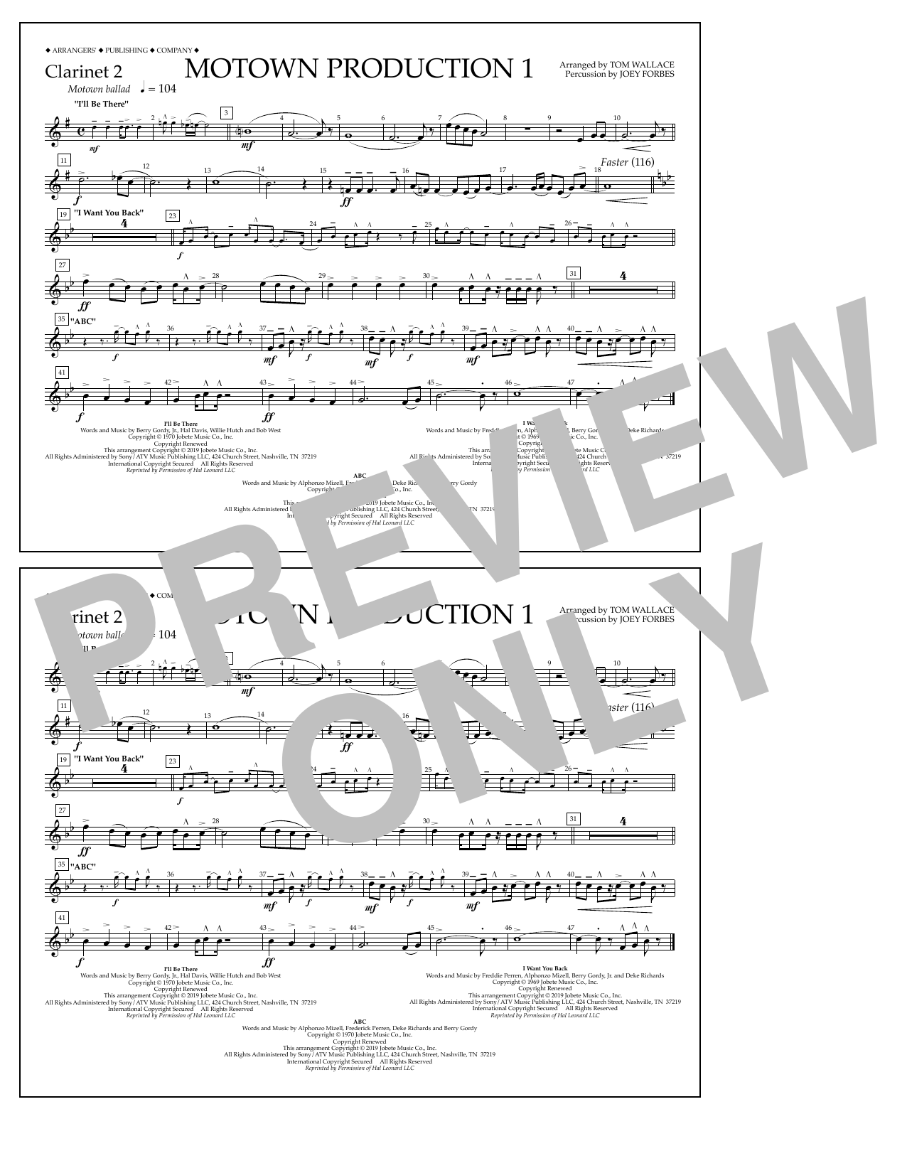 Product picture to: Motown Production 1(arr. Tom Wallace) - Clarinet 2