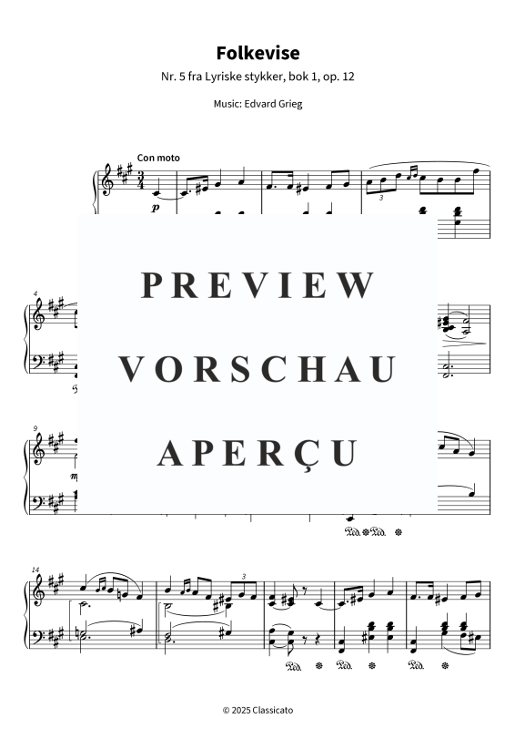 Product gallery: Page 5 of 6 Folkevise - Nr. 5 fra Lyriske stykker, bok 1, op. 12, , Piano Solo