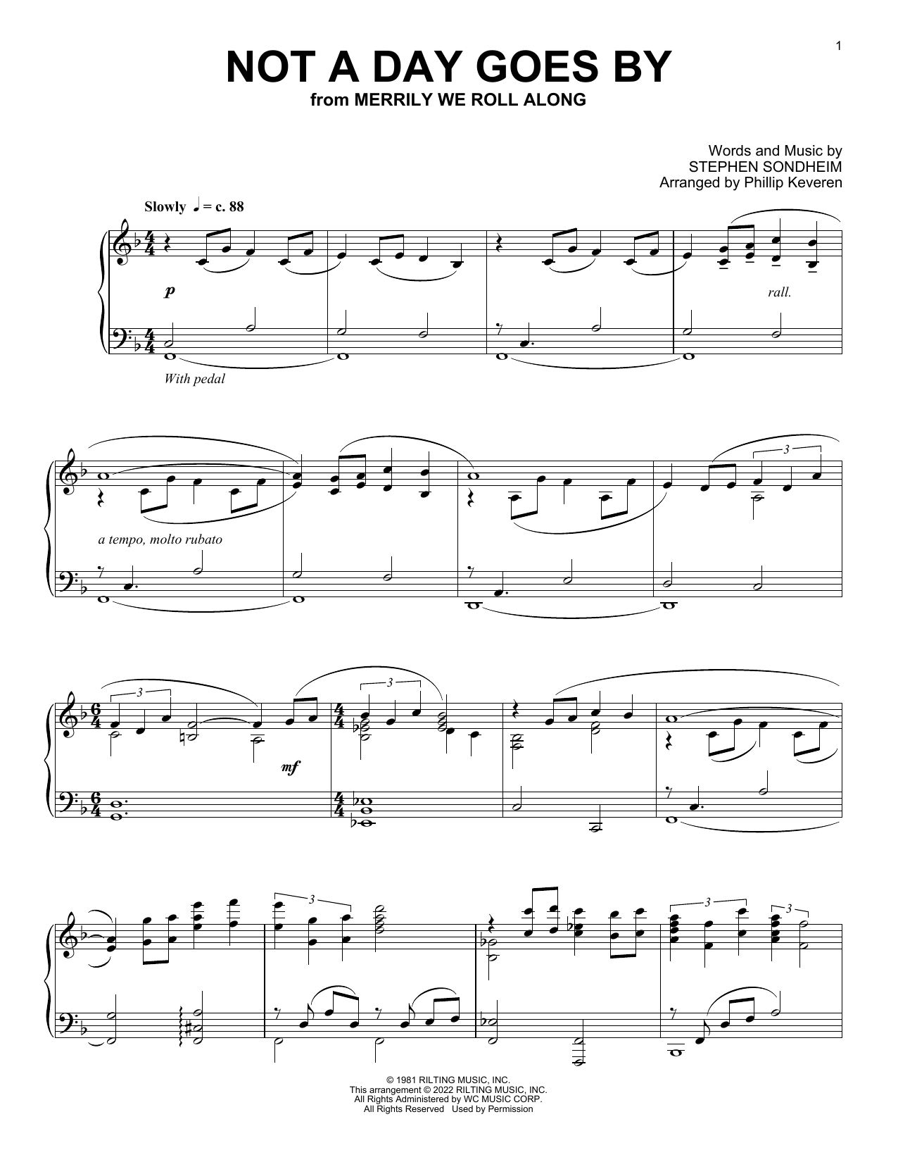 Produktbild zu: Not A Day Goes By (from Merrily We Roll Along) (arr. Phillip Keveren)