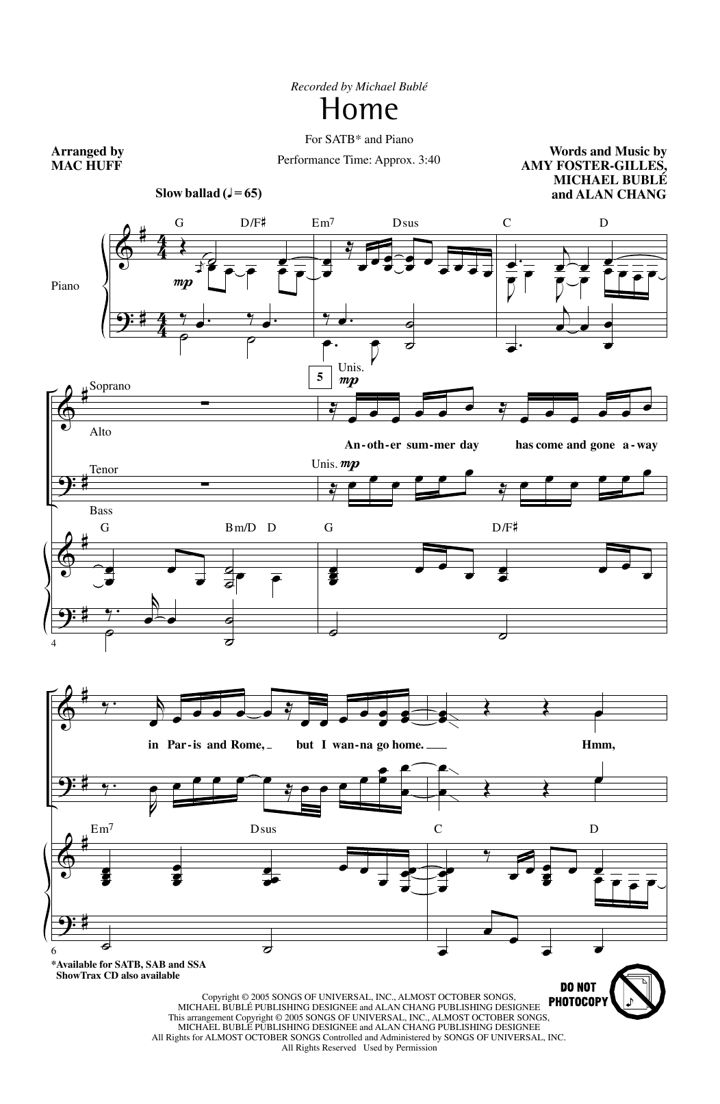 Product picture to: Home (arr. Mac Huff)