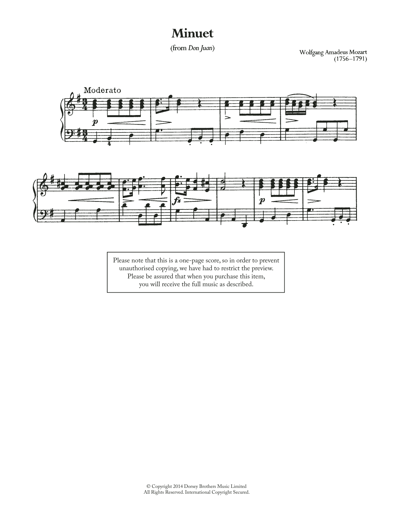 Produktbild zu: Minuet (From 'Don Juan')