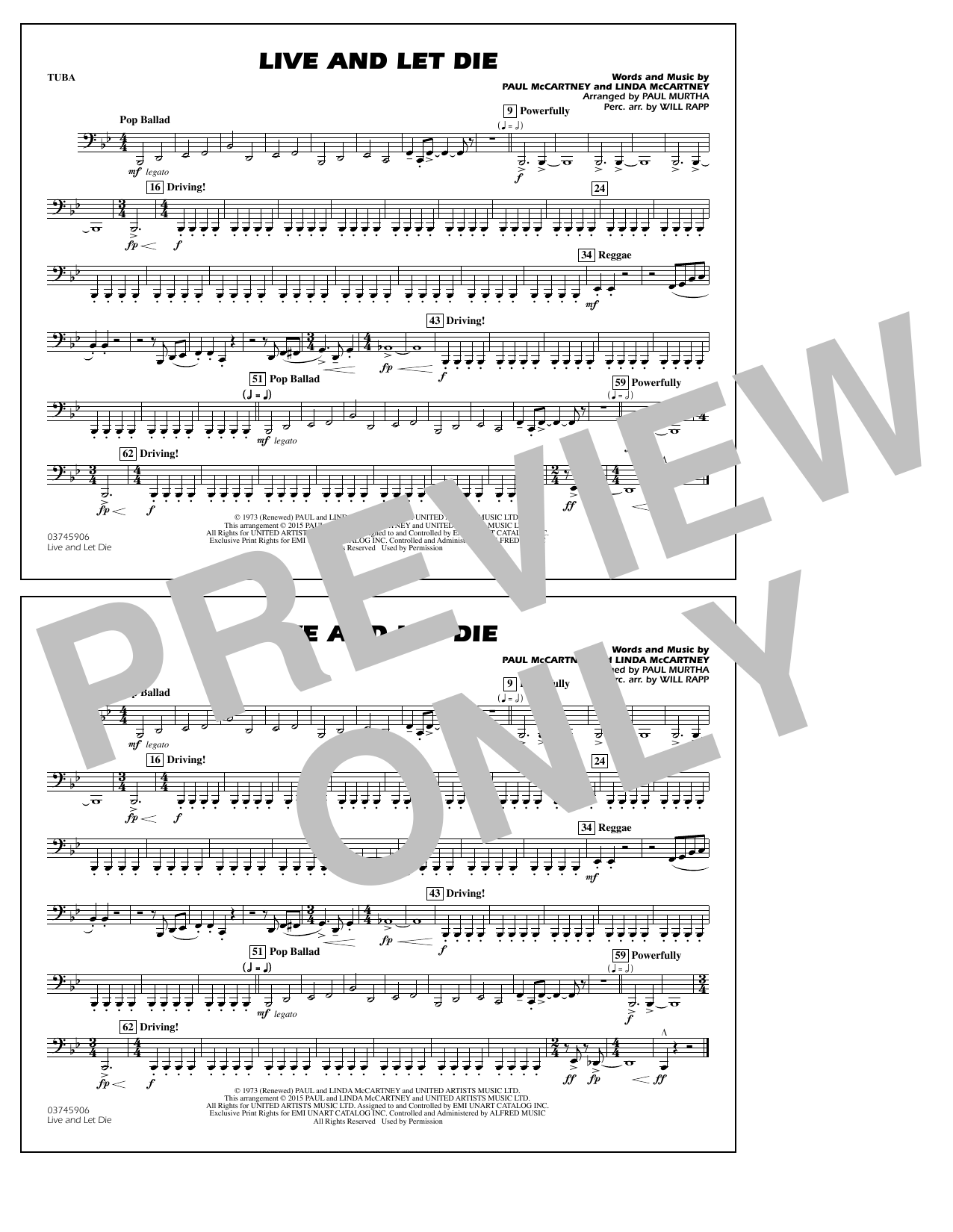 Product picture to: Live and Let Die - Tuba