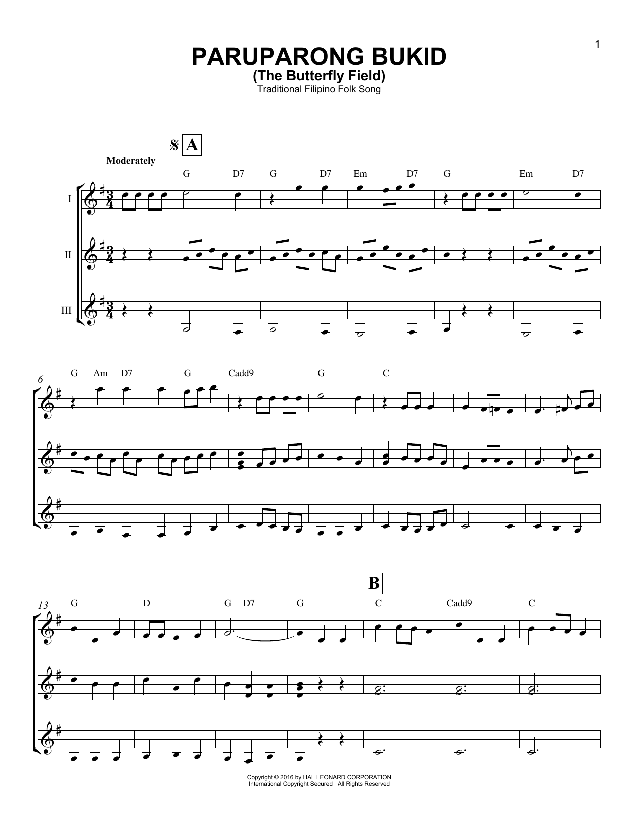 Product gallery: Page 1 of 1 Paruparong Bukid (The Butterfly Field), Traditional Filipino Folk Song
