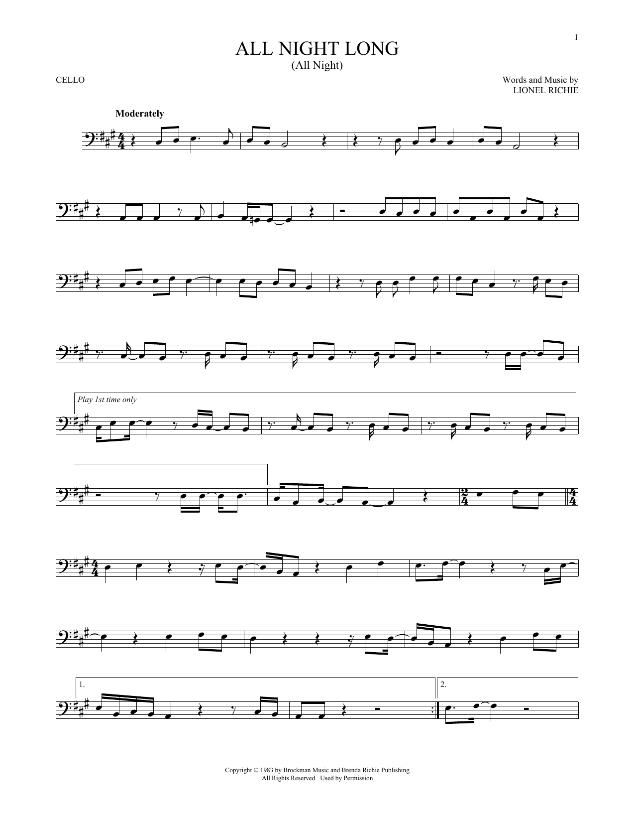 Produktgalerie: Seite 1 von 1 All Night Long (All Night), Lionel Richie, Violoncello