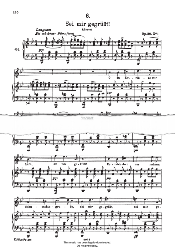 Produktbild zu: Sei mir gegrüßt Op.20/1 D741