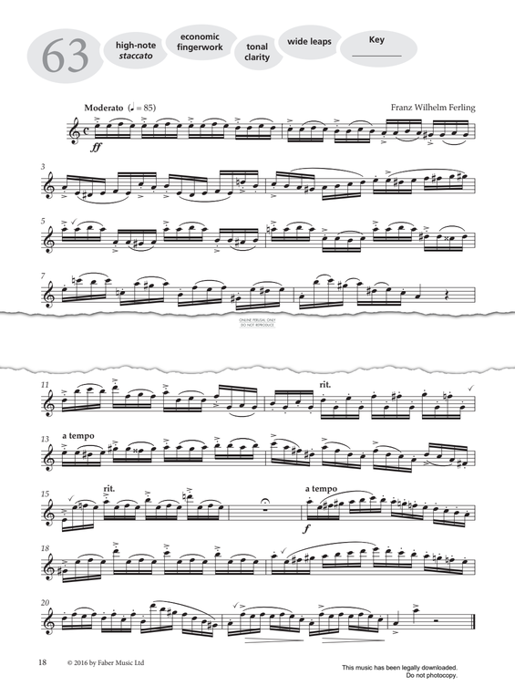 Product gallery: Page 1 of 1 Study No.63 'Moderato' (from 'More Graded Studies For Saxophone Book Two'), Franz Wilhelm Ferling