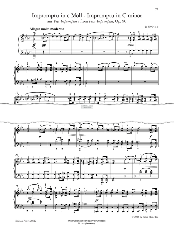 Produktgalerie: Seite 1 von 1 Impromptu in C minor (from Four Impromptus, Op. 90, D 899), Franz Schubert, Klavier