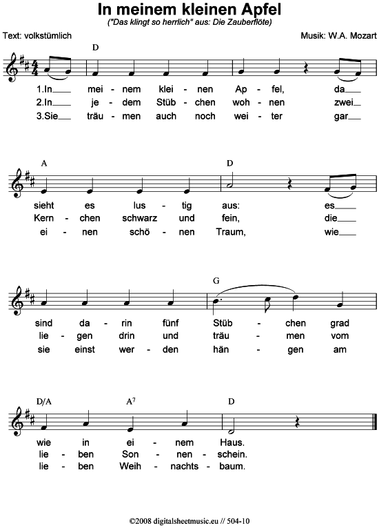 Produktbild zu: In meinem kleinen ApfelW.A.Mozart/volkstümlich