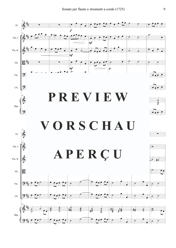 Produktgalerie: Seite 10 von 11 Sonata 7 in D major, , Flöte, Harfe und Streichorchester