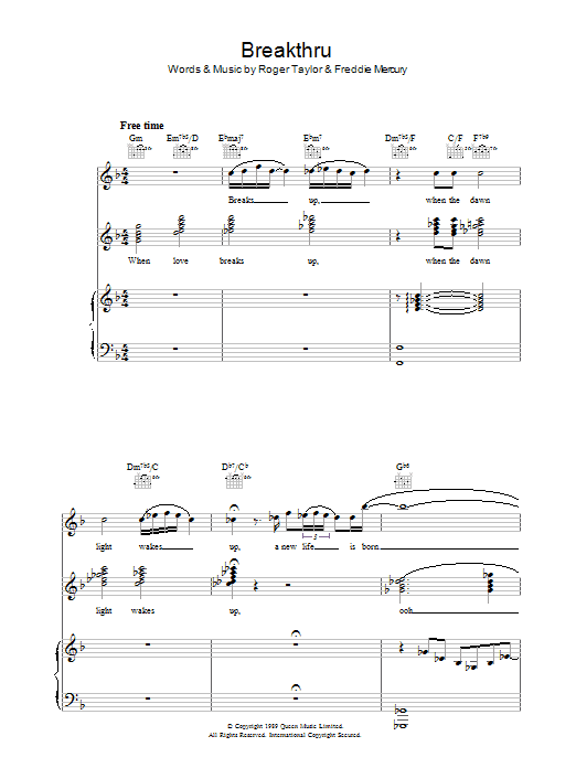Produktgalerie: Seite 1 von 1 Breakthru, Queen, Gesang, Gitarre, Klavier