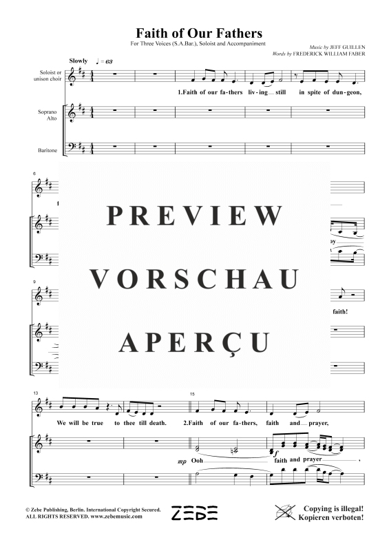 Produktgalerie: Seite 3 von 11 Faith of Our Fathers, , Gemischter Chor SAB, Solo und Klavier