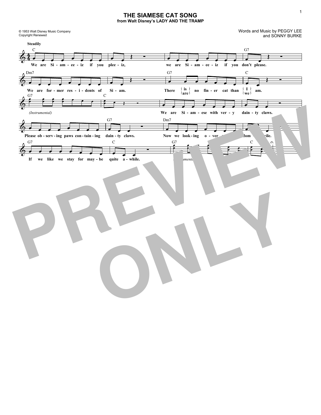 Produktbild zu: The Siamese Cat Song (from Lady And The Tramp)