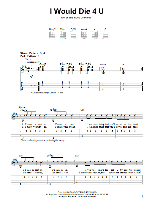 Product gallery: Page 1 of 1 I Would Die 4 U, Prince