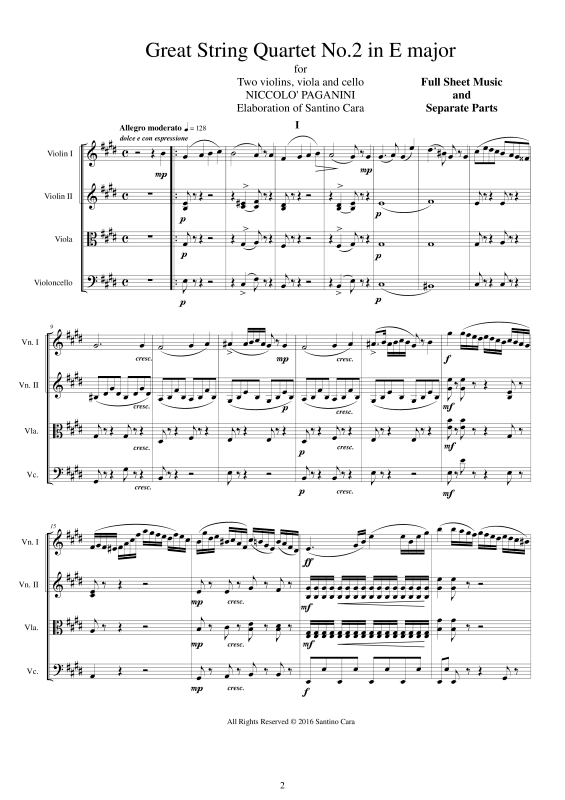 Produktbild zu: Streichquartett Nr. 2 in E-DurNiccolò Paganini