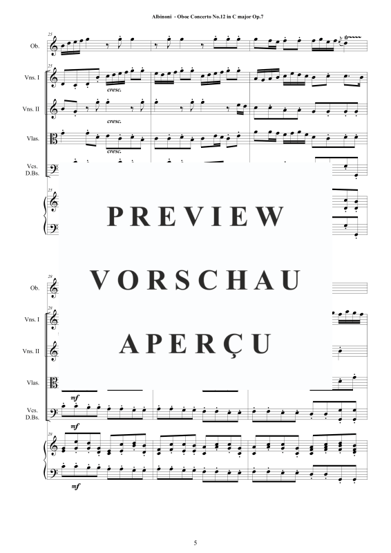 Product gallery: Page 6 of 11 Concerto No.12 in C-Dur Op.7, , Solo Oboe, String Ensemble, and Harpsichord (Basso Continuo)