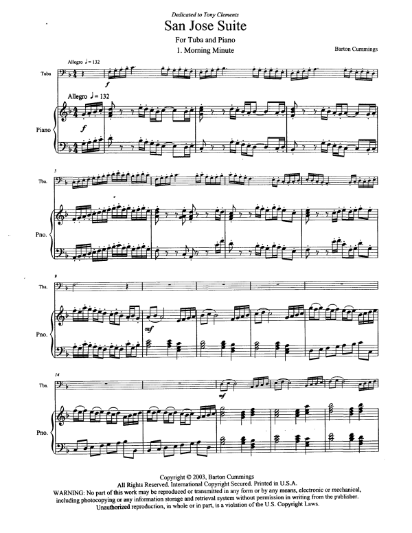 Produktgalerie: Seite 1 von 11 San Jose Suite, Tony Clements, Tuba und Klavier