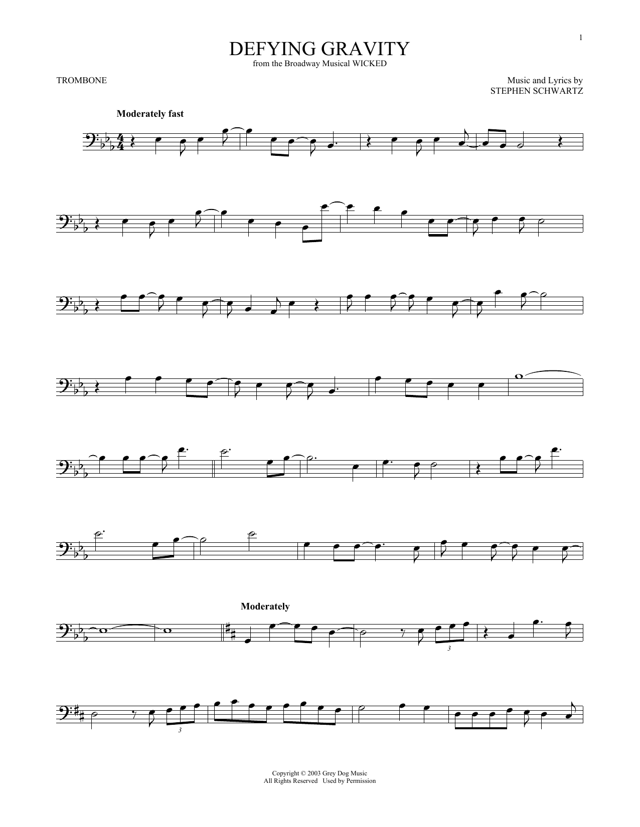 Product gallery: Page 1 of 1 Defying Gravity (from Wicked), Stephen Schwartz