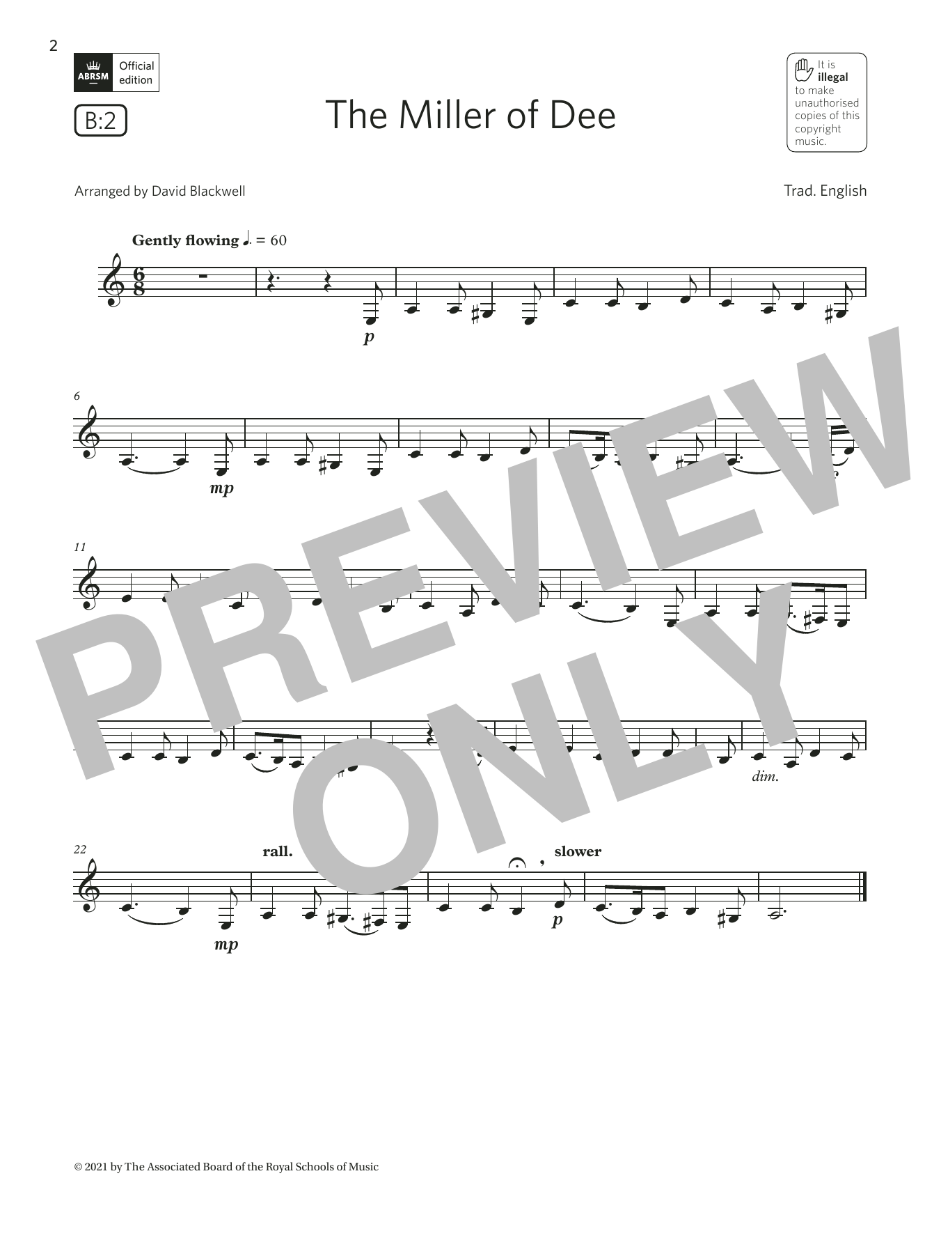 Product gallery: Page 1 of 1 The Miller of Dee  (Grade 2 List B2 from the ABRSM Clarinet syllabus from 2022), Trad. English