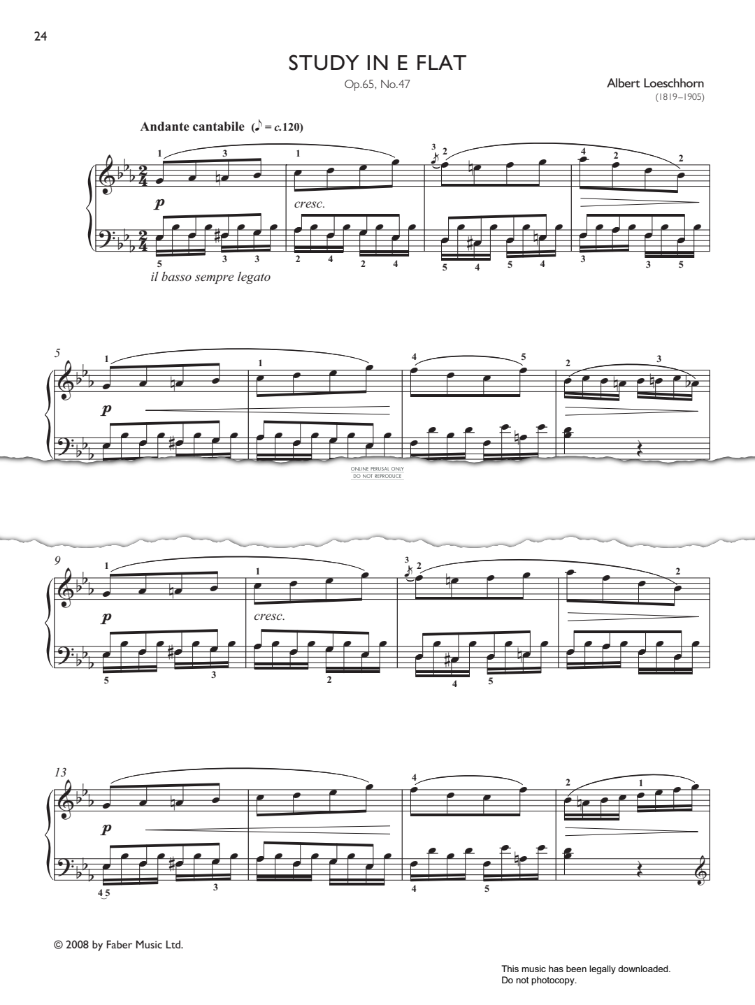 Product picture to: Study in E flat Op. 65, No. 47 (from Real Repertoire Studies Grades 4-6)