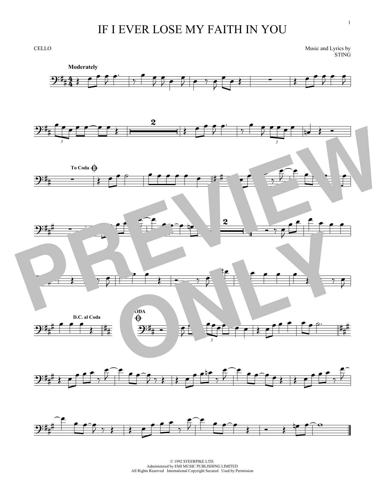 Produktgalerie: Seite 1 von 1 If I Ever Lose My Faith In You, Sting, Violoncello