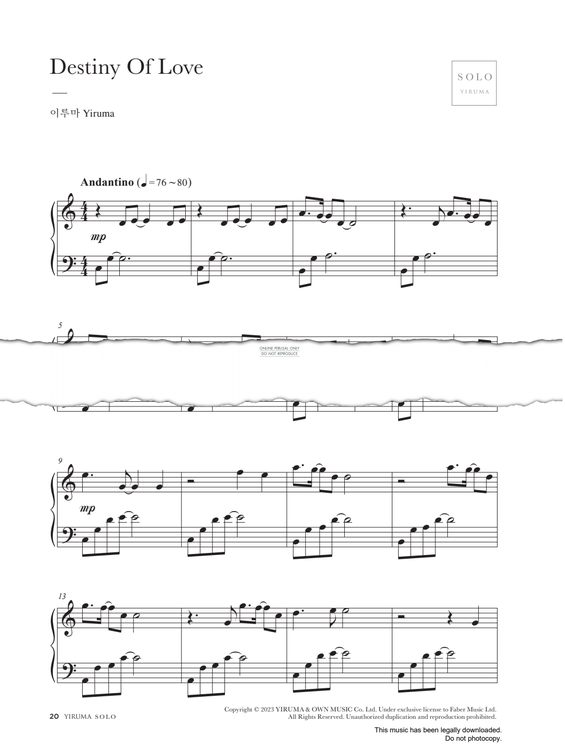 Produktgalerie: Seite 1 von 1 Destiny Of Love, Yiruma, Klavier