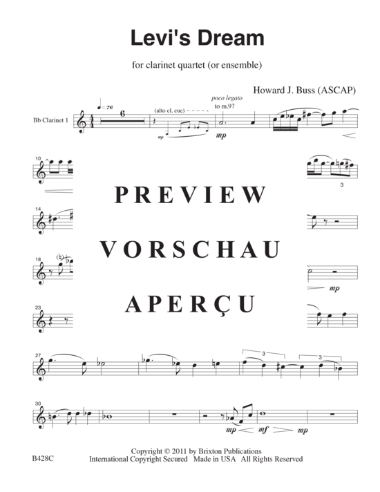 Product gallery: Page 18 of 21 Levi´s Dream , , (2 clarinets in B flat, alto clarinet in E flat/soprano in B flat and bass clarinet in B flat)