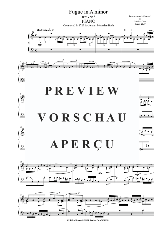 Product gallery: Page 2 of 5 Fugue in A minor BWV 958, , Solo Piano