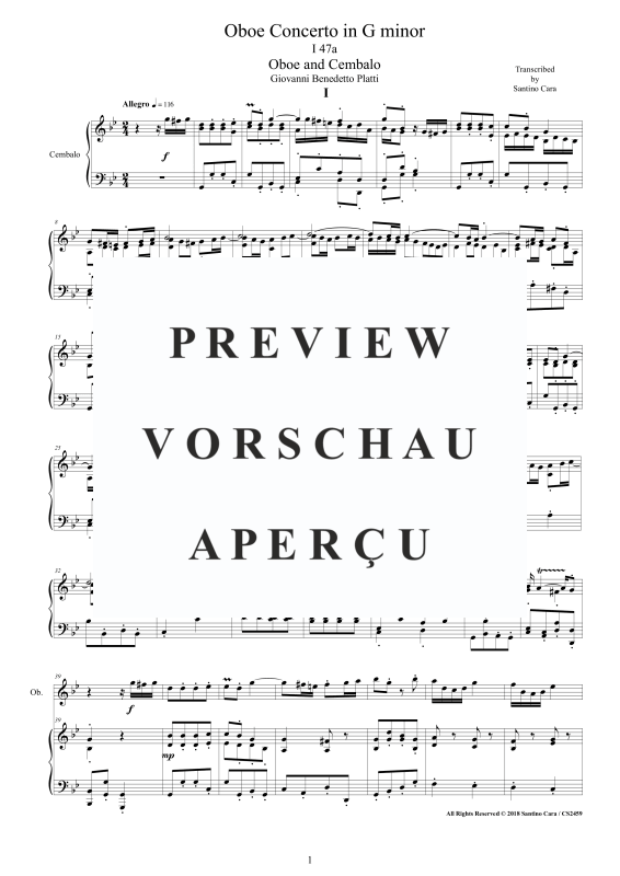 Produktgalerie: Seite 2 von 11 Concerto in G minor (I47a), , Oboe und Cembalo