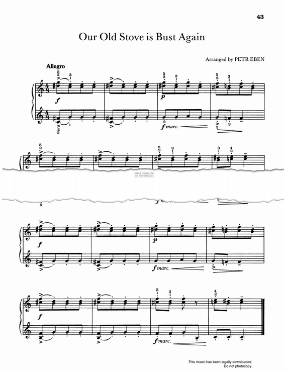 Produktgalerie: Seite 1 von 1 Our Old Stove Is Bust Again (from 'Five Czech Folk Songs'), Petr Eben, Klavier