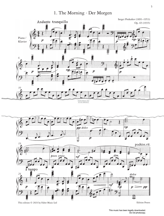 Produktgalerie: Seite 1 von 1 The Morning Op.65, Sergei Prokofiev, Klavier