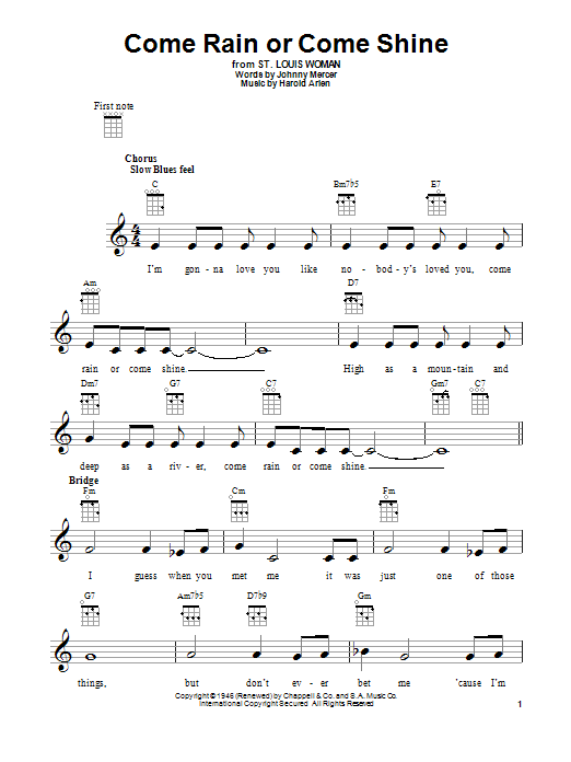 Product gallery: Page 1 of 1 Come Rain Or Come Shine, Harold Arlen