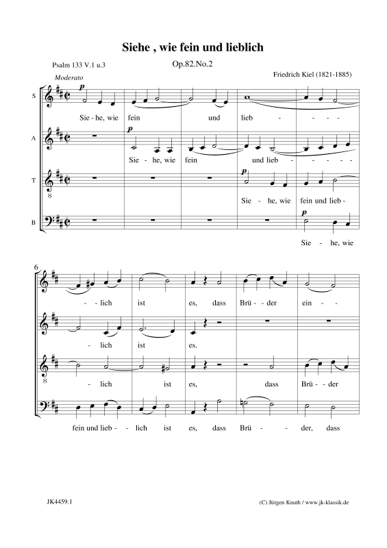 Produktbild zu: Siehe, wie fein und lieblich Op.82 No.2Friedrich Kiel