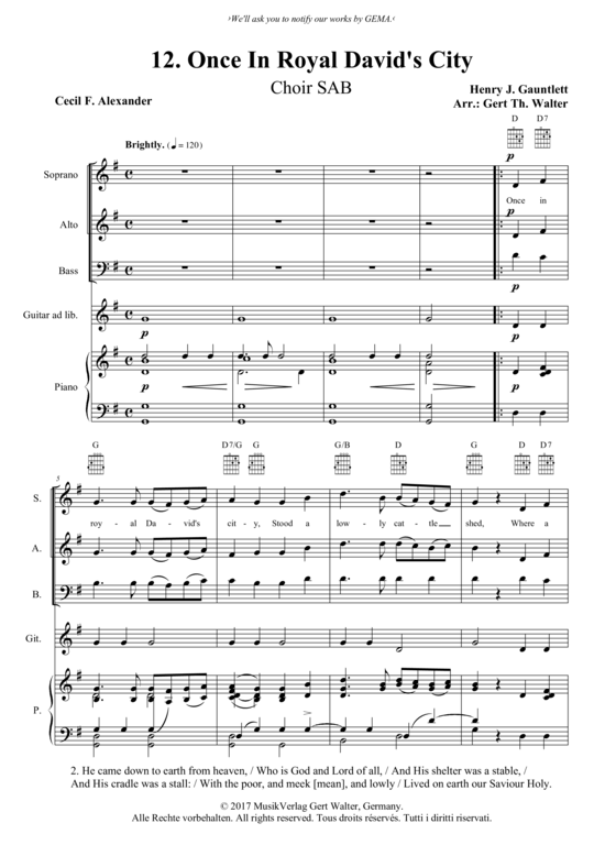 Produktbild zu: Once In Royal David´s City Henry J. Gauntlett