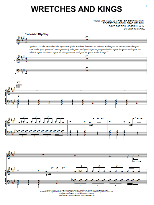 Produktgalerie: Seite 1 von 1 Wretches And Kings, Linkin Park, Gesang, Gitarre, Klavier