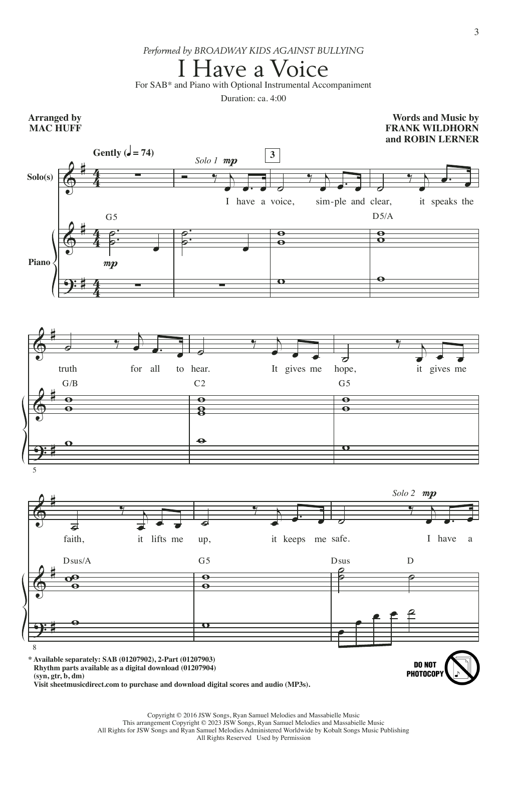 Produktbild zu: I Have A Voice (arr. Mac Huff)