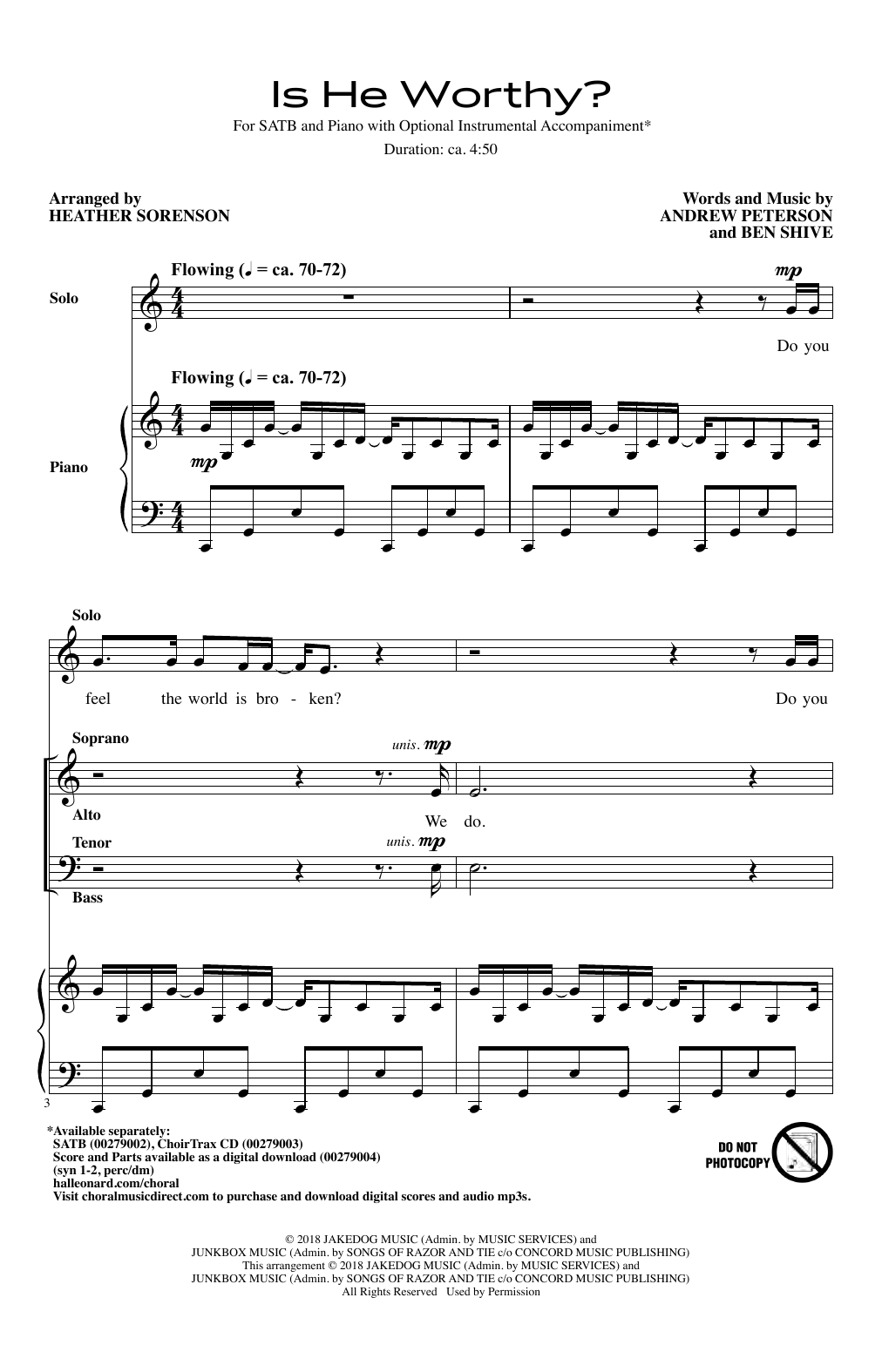 Product gallery: Page 1 of 1 Is He Worthy? (arr. Heather Sorenson), Andrew Peterson and Ben Shive