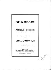 cover: Be A Sport, Lyell Johnston, Gesang, Klavier