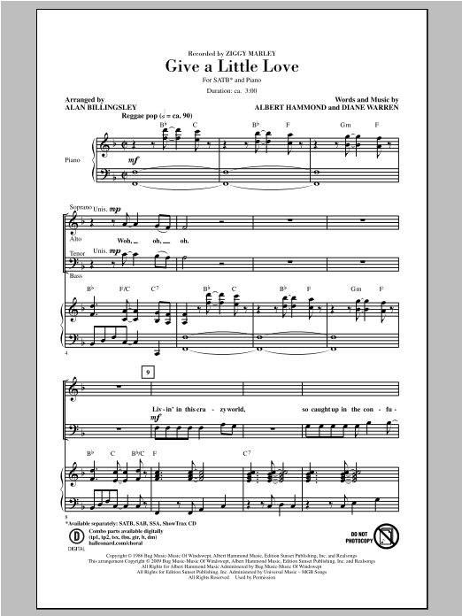 Produktgalerie: Seite 1 von 1 Give A Little Love (arr. Alan Billingsley), Ziggy Marley, Chor