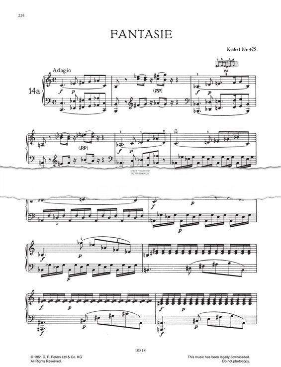 Product picture to: Fantasia No.4 In C Minor K475