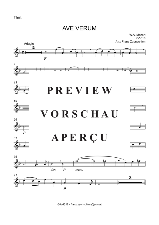 gallery: Ave verum , , (Tenorhorn in B + Klavier)