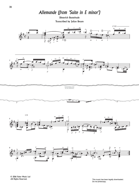 Product gallery: Page 1 of 1 Allemande (from ‘Suite in E minor’), Dieterich Buxtehude