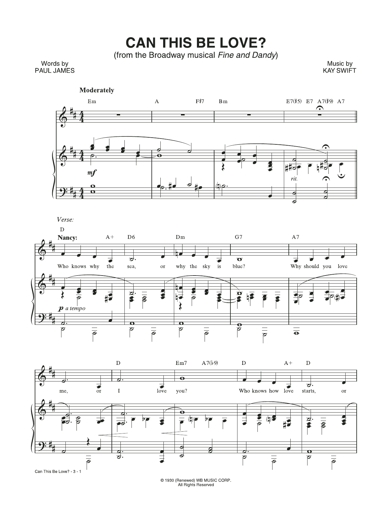 Product picture to: Can This Be Love? (from the musical Fine and Dandy)