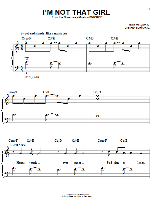 Produktbild zu: I'm Not That Girl (from Wicked)