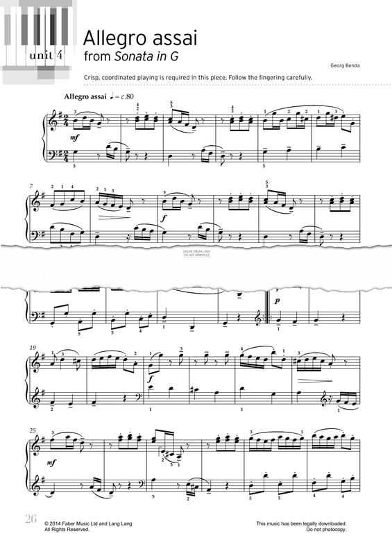 Produktgalerie: Seite 1 von 1 Allegro Assai (from Sonata In G), Georg Benda, Klavier