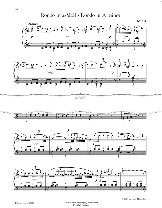 Produktbild zu: Rondo in A minor, KV 511