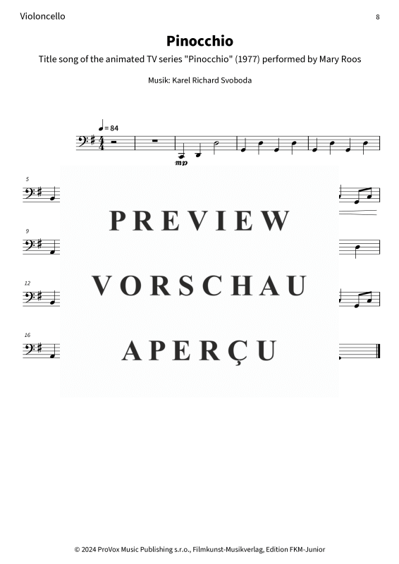 gallery: Pinocchio - Title song of the animated TV series Pinocchio , , (Streicher Quartett)