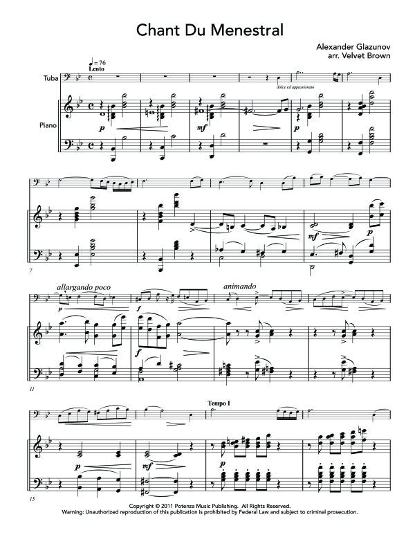 Product gallery: Page 1 of 11 Chant du Menestral (Minstrel Song), , (tuba and piano)