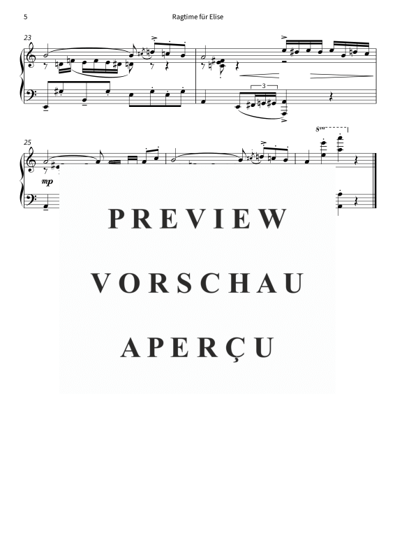 gallery: Ragtime für Elise - inspiriert durch Bagatelle Nr. 25 a-Moll, WoO 59, , Klavier Solo
